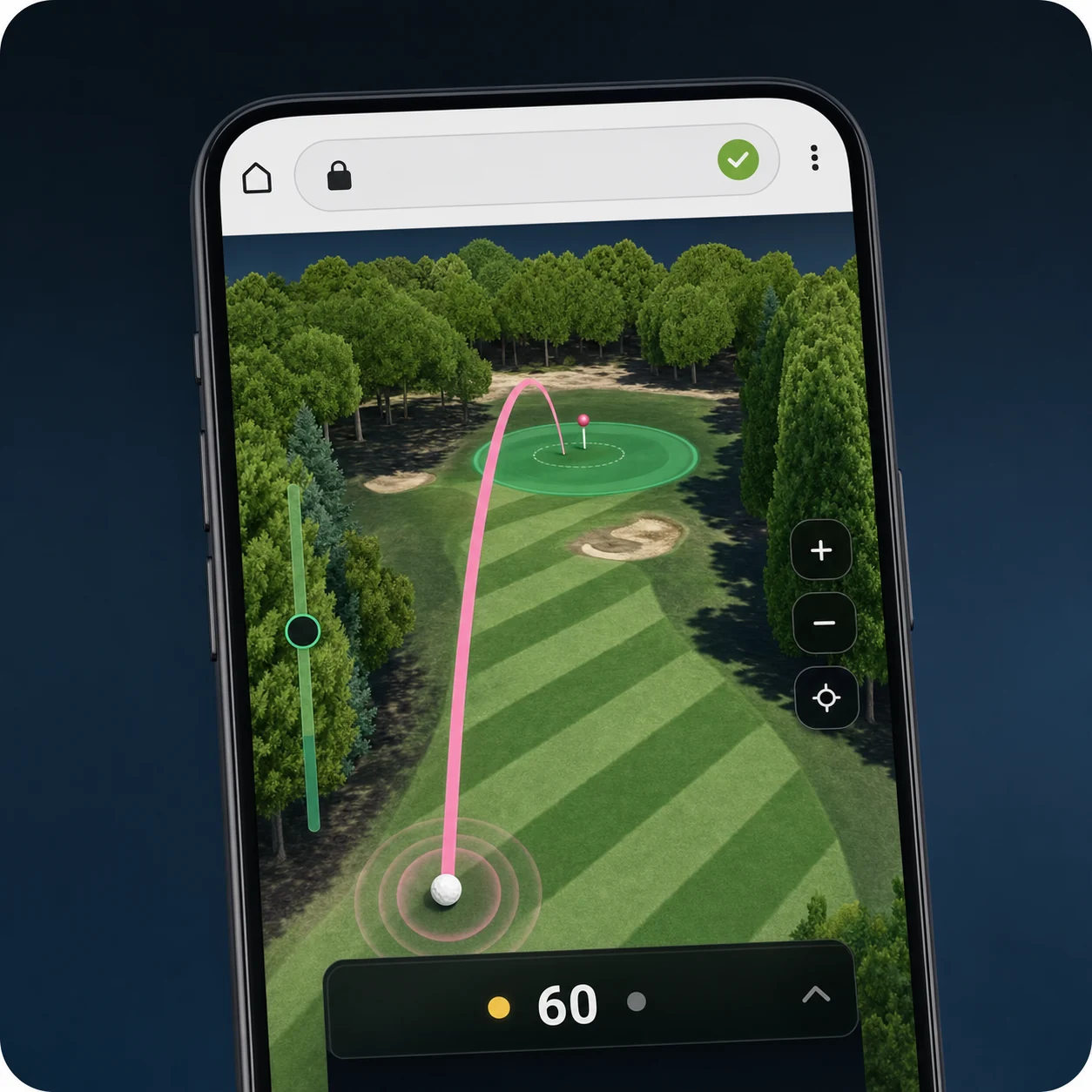 The 3D Caddie opening instantly in a mobile web browser